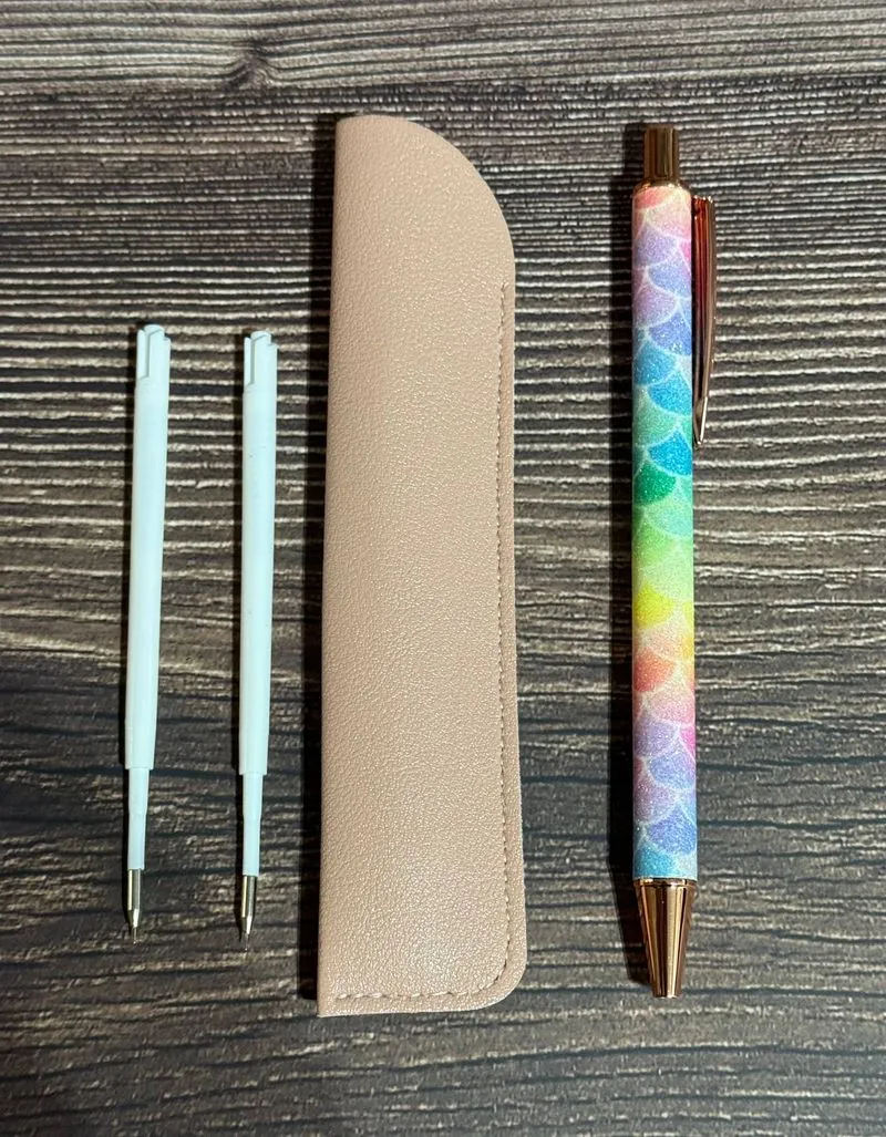 Bolígrafo para pelar vinilo con funda y recambios (sirena pastel)